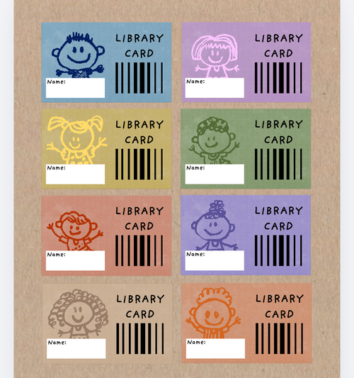(8) Library Cards for Pretend Play/Bookmarks w/ Rounded Edges