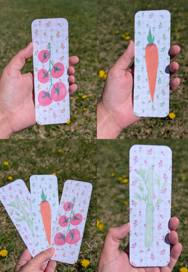 (3) Veggie Bookmarks with Rounded Edges