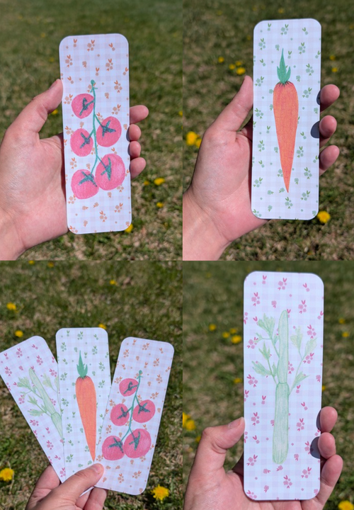 (3) Veggie Bookmarks with Rounded Edges