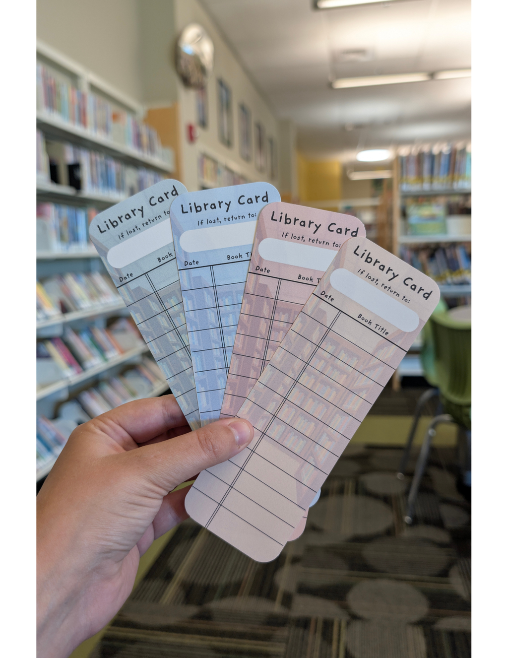 (4) Library Card Bookmark Tracker