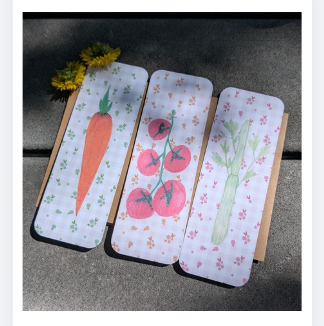 (3) Veggie Bookmarks with Rounded Edges